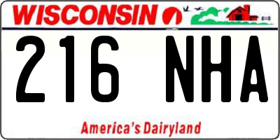 WI license plate 216NHA