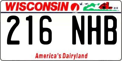 WI license plate 216NHB