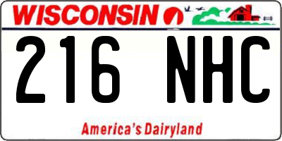 WI license plate 216NHC