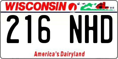 WI license plate 216NHD