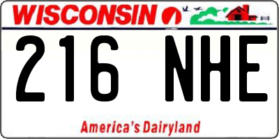 WI license plate 216NHE