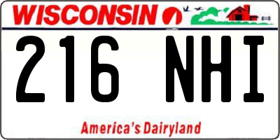 WI license plate 216NHI