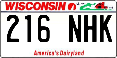 WI license plate 216NHK