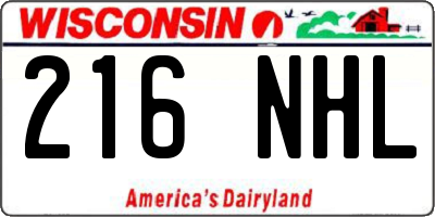 WI license plate 216NHL
