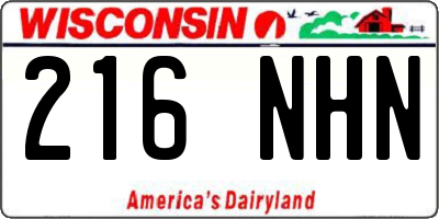 WI license plate 216NHN
