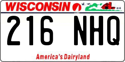WI license plate 216NHQ