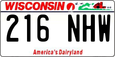 WI license plate 216NHW