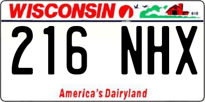 WI license plate 216NHX