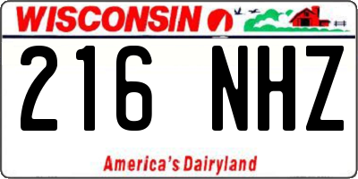 WI license plate 216NHZ