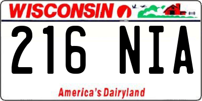 WI license plate 216NIA