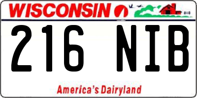 WI license plate 216NIB