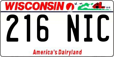 WI license plate 216NIC