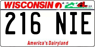 WI license plate 216NIE