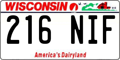 WI license plate 216NIF