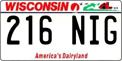 WI license plate 216NIG