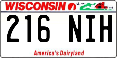 WI license plate 216NIH