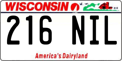 WI license plate 216NIL