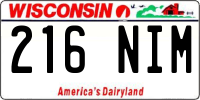 WI license plate 216NIM