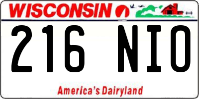 WI license plate 216NIO