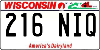 WI license plate 216NIQ