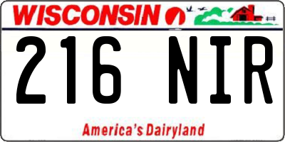 WI license plate 216NIR