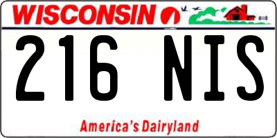 WI license plate 216NIS