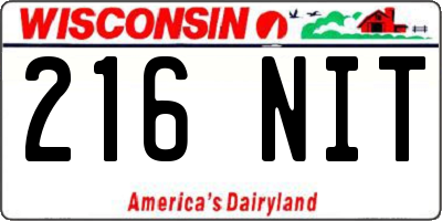 WI license plate 216NIT
