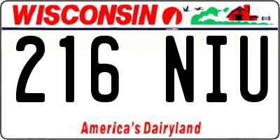 WI license plate 216NIU