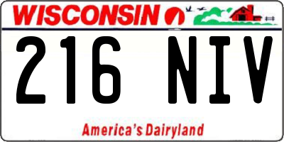 WI license plate 216NIV