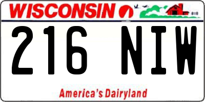 WI license plate 216NIW