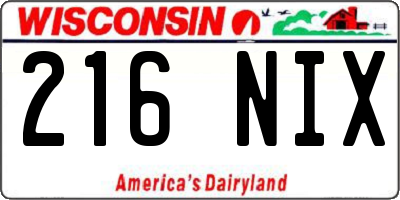 WI license plate 216NIX