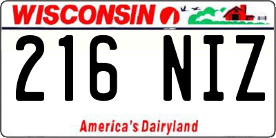 WI license plate 216NIZ
