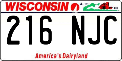 WI license plate 216NJC