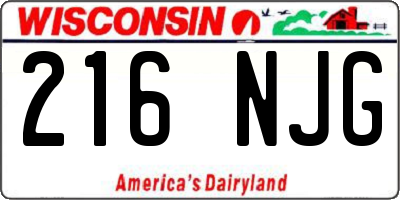 WI license plate 216NJG