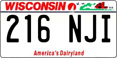 WI license plate 216NJI