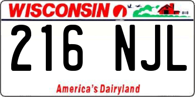 WI license plate 216NJL