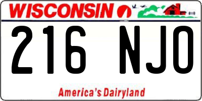 WI license plate 216NJO