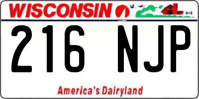WI license plate 216NJP