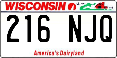 WI license plate 216NJQ