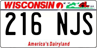 WI license plate 216NJS