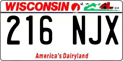 WI license plate 216NJX