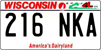 WI license plate 216NKA