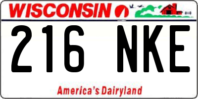 WI license plate 216NKE
