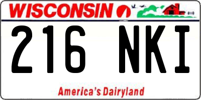 WI license plate 216NKI