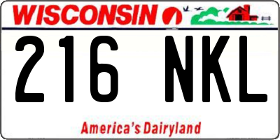 WI license plate 216NKL