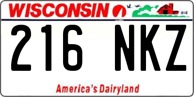 WI license plate 216NKZ