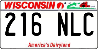 WI license plate 216NLC
