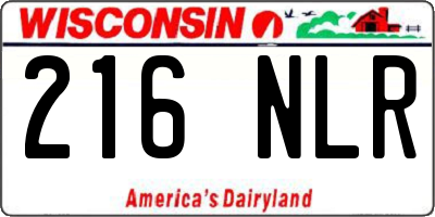 WI license plate 216NLR