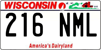 WI license plate 216NML