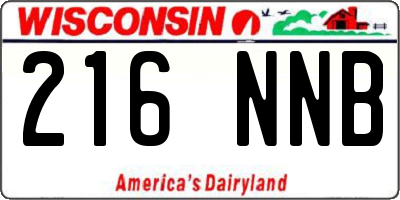 WI license plate 216NNB